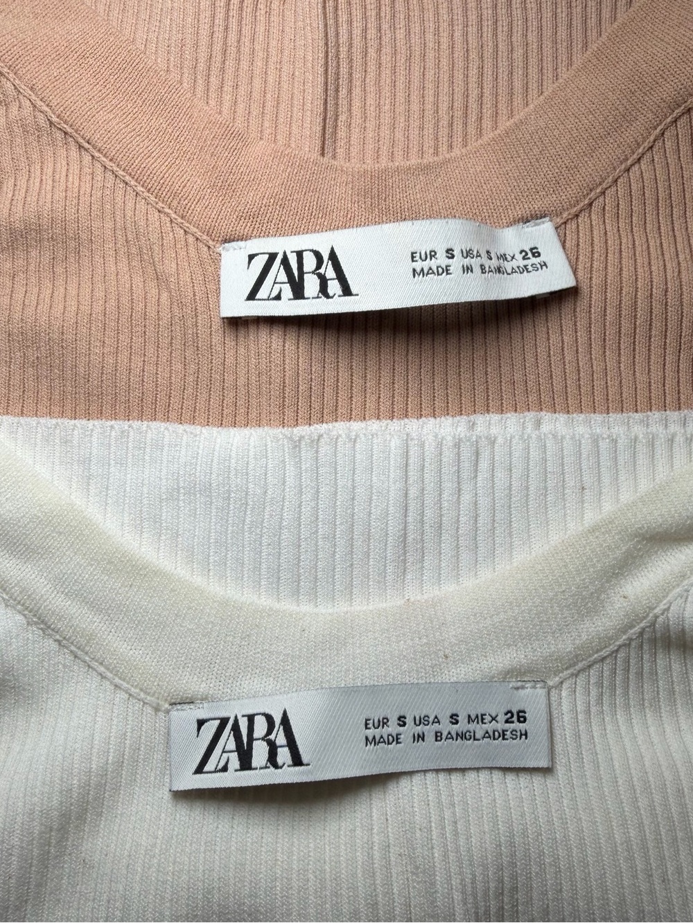 Zara (2-11$each) Ribbed Tank Top Bundle White & Beige Size Small - Picture 5 of 5